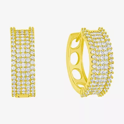 Sparkle Allure Womens Cubic Zirconia 14K Gold Over Brass 16mm Hoop Earrings