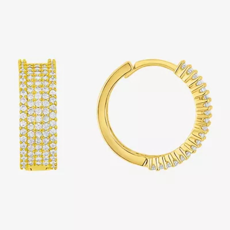 Sparkle Allure Womens Cubic Zirconia 14K Gold Over Brass 16mm Hoop Earrings