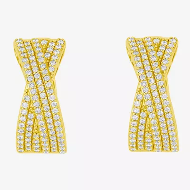 Sparkle Allure Womens Cubic Zirconia 14K Gold Over Brass 20mm Hoop Earrings