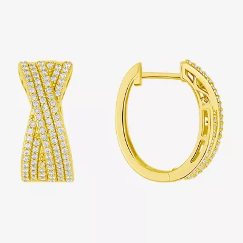 Sparkle Allure Womens Cubic Zirconia 14K Gold Over Brass 20mm Hoop Earrings