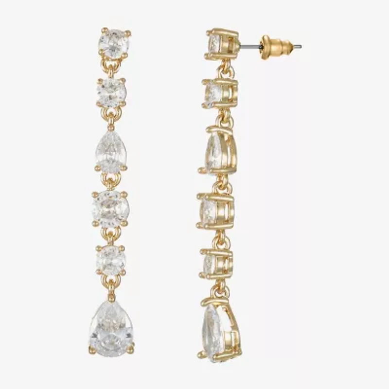 Sparkle Allure Womens Cubic Zirconia 14K Gold Over Brass Round Drop Earrings