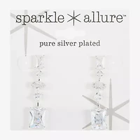 Sparkle Allure Womens Cubic Zirconia Pure Silver Over Brass Rectangular Square Marquise Drop Earrings