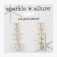 Sparkle Allure Womens Cubic Zirconia 14K Gold Over Brass Rectangular Square Marquise Drop Earrings