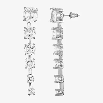 Sparkle Allure Womens Cubic Zirconia Pure Silver Over Brass Round Drop Earrings