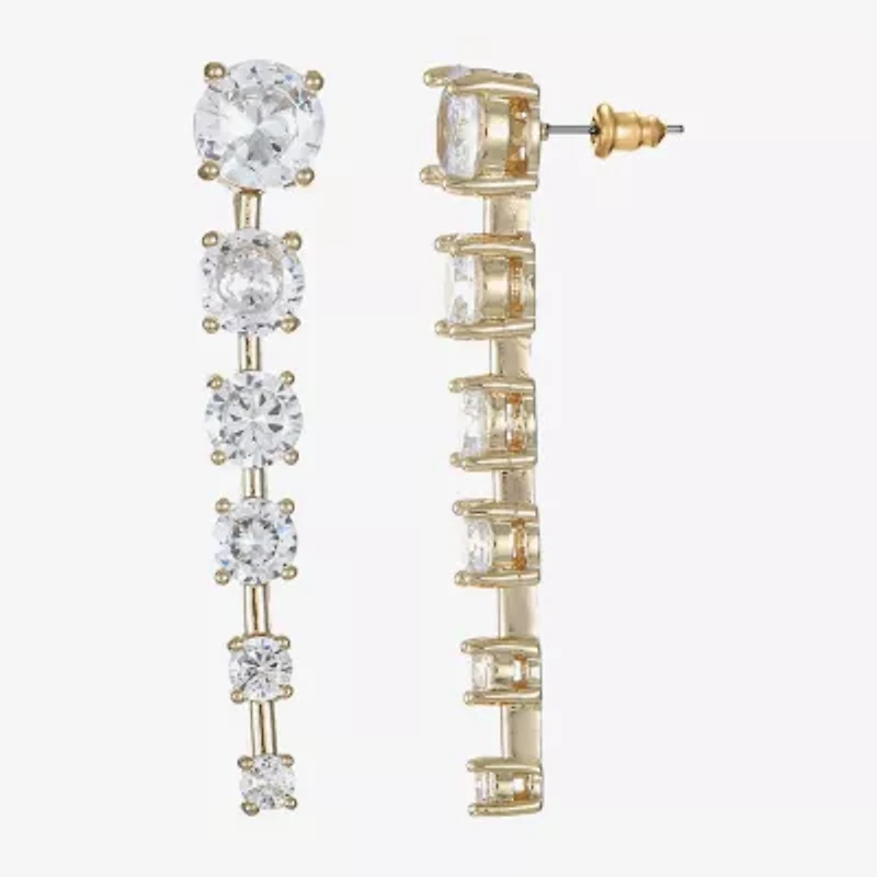 Sparkle Allure Womens Cubic Zirconia 14K Gold Over Brass Round Drop Earrings