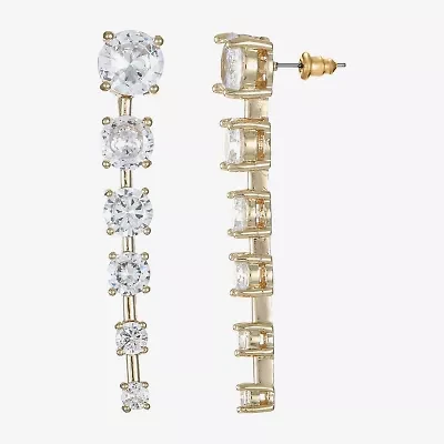 Sparkle Allure Womens Cubic Zirconia 14K Gold Over Brass Round Drop Earrings