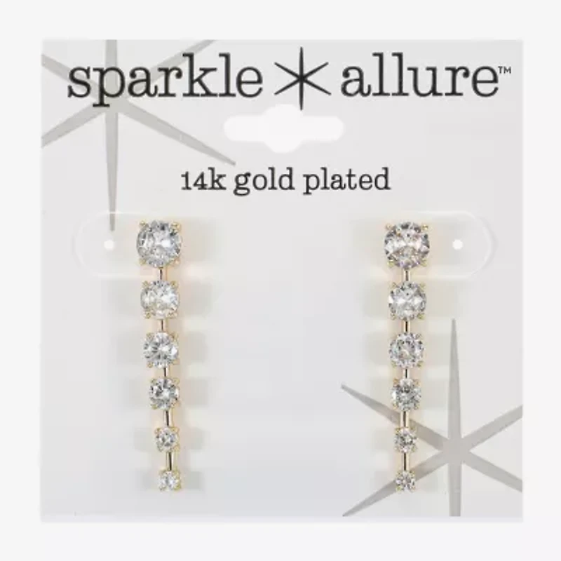Sparkle Allure Womens Cubic Zirconia 14K Gold Over Brass Round Drop Earrings