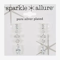 Sparkle Allure Womens Cubic Zirconia Pure Silver Over Brass Rectangular Square Marquise Drop Earrings