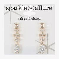Sparkle Allure Womens Cubic Zirconia 14K Gold Over Brass Rectangular Square Marquise Drop Earrings