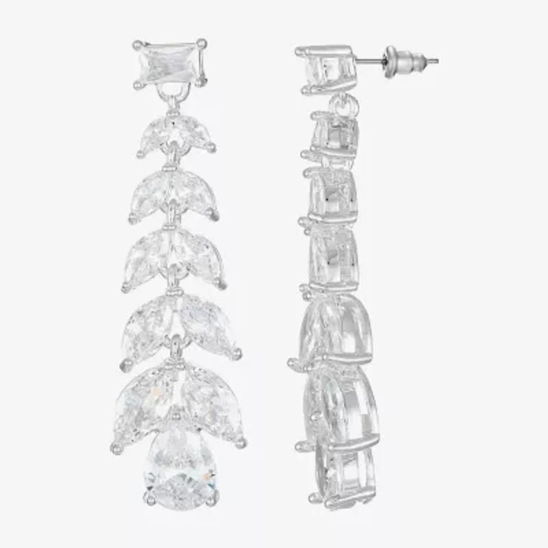Sparkle Allure Womens Cubic Zirconia Pure Silver Over Brass Pear Marquise Drop Earrings