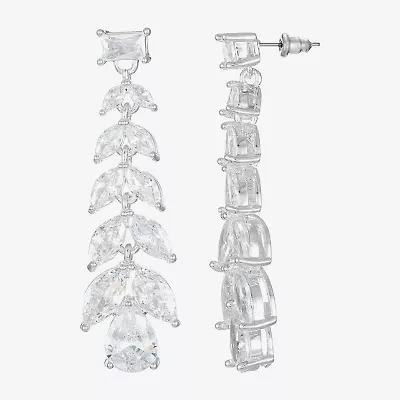 Sparkle Allure Womens Cubic Zirconia Pure Silver Over Brass Pear Marquise Drop Earrings