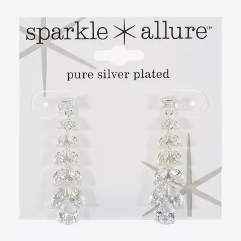 Sparkle Allure Womens Cubic Zirconia Pure Silver Over Brass Pear Marquise Drop Earrings