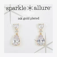 Sparkle Allure Womens Cubic Zirconia 14K Gold Over Brass Heart Round Drop Earrings