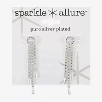 Sparkle Allure Womens Cubic Zirconia Pure Silver Over Brass Round Drop Earrings