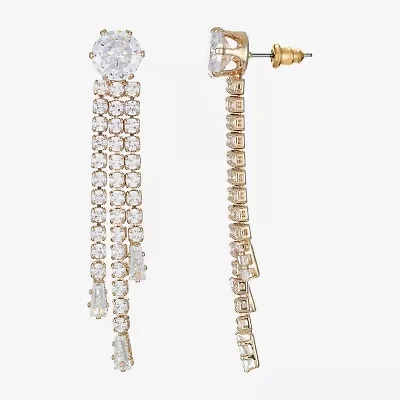 Sparkle Allure Womens Cubic Zirconia 14K Gold Over Brass Round Drop Earrings