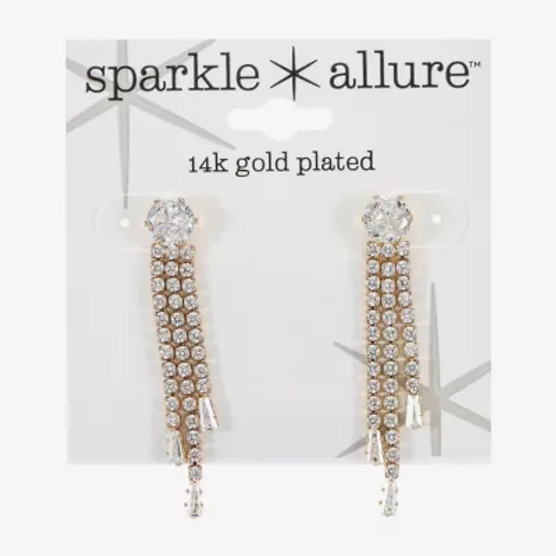 Sparkle Allure Womens Cubic Zirconia 14K Gold Over Brass Round Drop Earrings