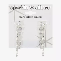 Sparkle Allure Womens Cubic Zirconia Pure Silver Over Brass Rectangular Round Drop Earrings