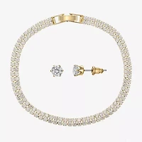 Sparkle Allure Light Up Box Womens Cubic Zirconia 14K Gold Over Brass Round 2-pc. Jewelry Set