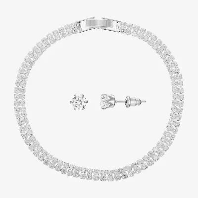 Sparkle Allure Light Up Box Womens Cubic Zirconia Pure Silver Over Brass Round 2-pc. Jewelry Set