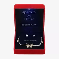 Sparkle Allure Light Up Box Womens Cubic Zirconia 14K Gold Over Brass Butterfly 2-pc. Jewelry Set