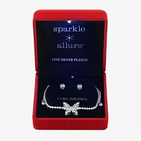 Sparkle Allure Light Up Box Womens Cubic Zirconia Pure Silver Over Brass Butterfly 2-pc. Jewelry Set