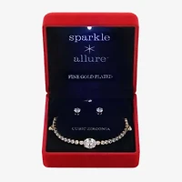 Sparkle Allure Light Up Box Womens Cubic Zirconia 14K Gold Over Brass Oval 2-pc. Jewelry Set