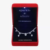 Sparkle Allure Light Up Box Womens Cubic Zirconia Pure Silver Over Brass 2-pc. Jewelry Set