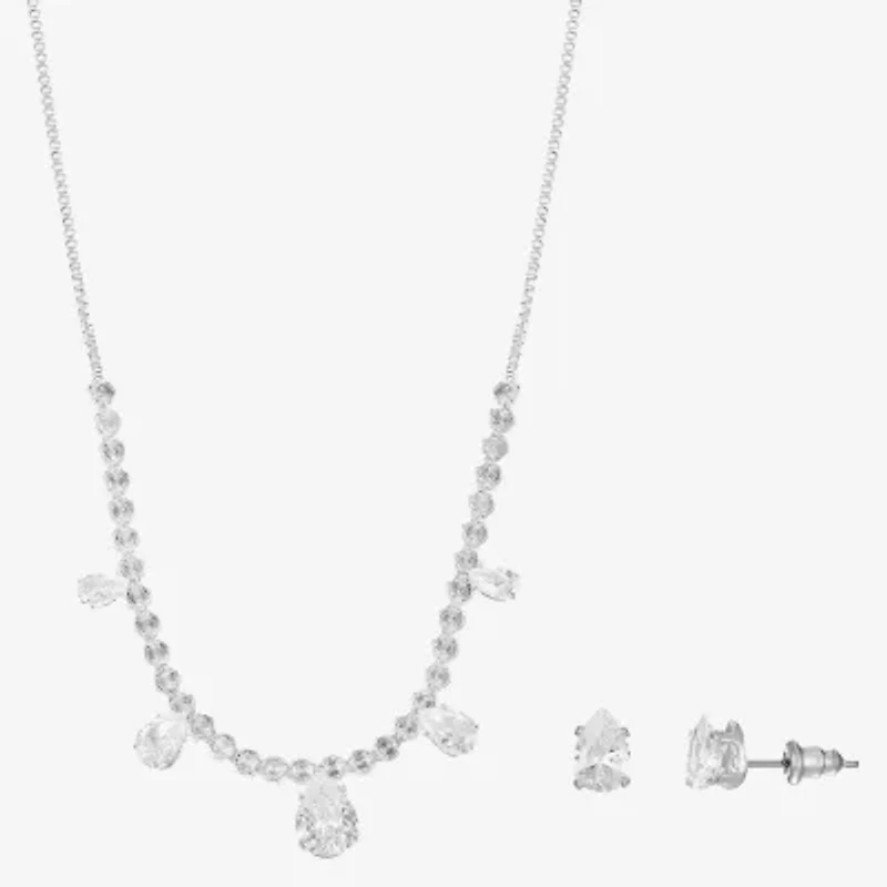 Sparkle Allure Light Up Box Womens Cubic Zirconia Pure Silver Over Brass 2-pc. Jewelry Set