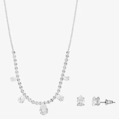 Sparkle Allure Light Up Box Womens Cubic Zirconia Pure Silver Over Brass 2-pc. Jewelry Set