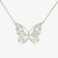 Sparkle Allure Womens Cubic Zirconia Pure Silver Over Brass Butterfly 16 Inch Pendant Necklace