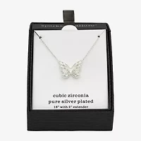 Sparkle Allure Womens Cubic Zirconia Pure Silver Over Brass Butterfly 16 Inch Pendant Necklace