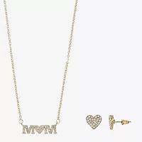 Sparkle Allure Mom Womens Cubic Zirconia Pure Silver Over Brass Heart 2-pc. Jewelry Set