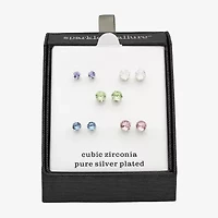 Sparkle Allure Womens Multi Color Crystal Round 5 Pair Earring Set