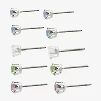 Sparkle Allure Womens Multi Color Crystal Round 5 Pair Earring Set