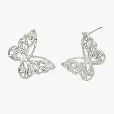 Sparkle Allure Cubic Zirconia 22.2mm Butterfly Stud Earrings