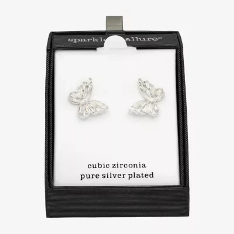 Sparkle Allure Cubic Zirconia 22.2mm Butterfly Stud Earrings