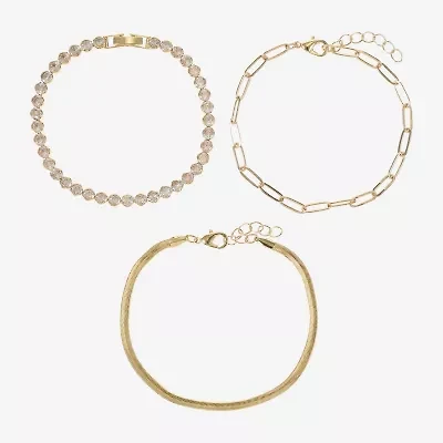 Sparkle Allure Womens Cubic Zirconia 14K Gold Over Brass Bracelet Set