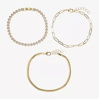 Sparkle Allure Womens Cubic Zirconia 14K Gold Over Brass Bracelet Set