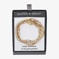 Sparkle Allure Womens Cubic Zirconia 14K Gold Over Brass Bracelet Set
