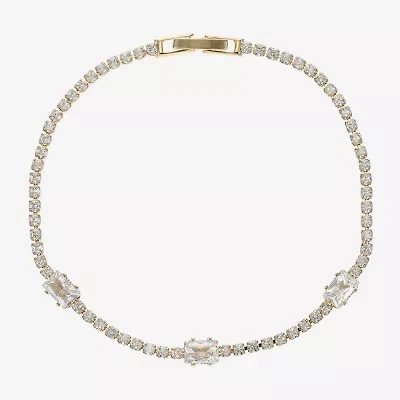 Sparkle Allure Womens Cubic Zirconia 14K Gold Over Brass Round 7.5 Inch Tennis Bracelet