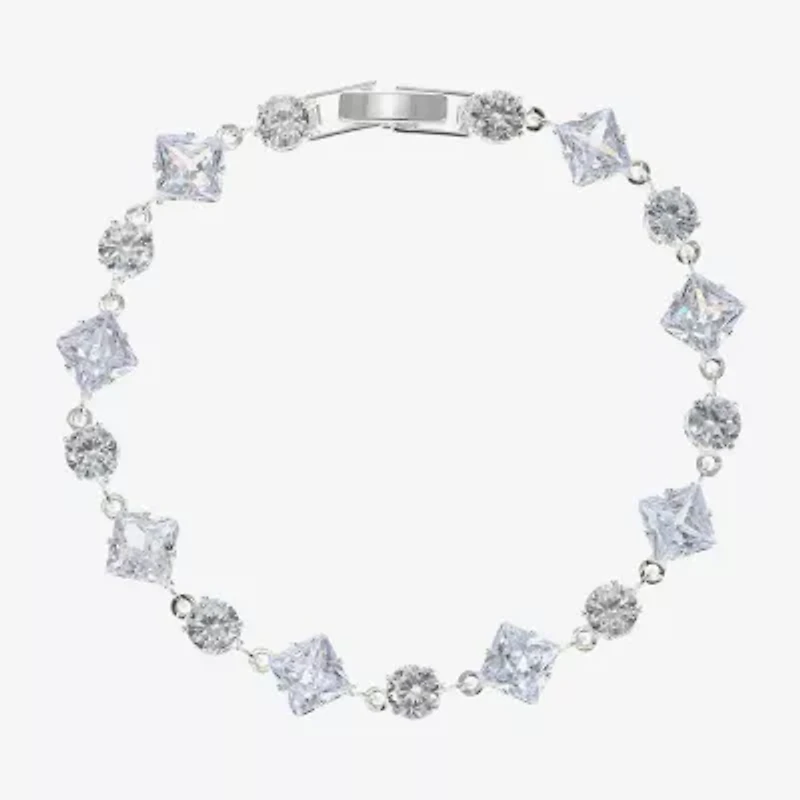 Sparkle Allure Womens Cubic Zirconia Pure Silver Over Brass Round 7.5 Inch Tennis Bracelet
