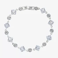 Sparkle Allure Womens Cubic Zirconia Pure Silver Over Brass Round 7.5 Inch Tennis Bracelet