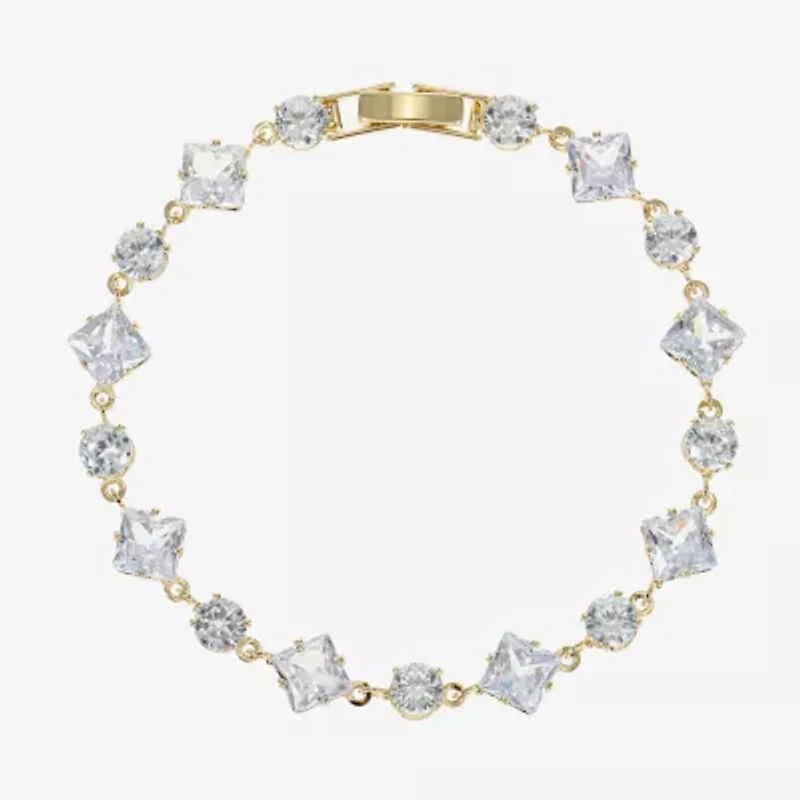 Sparkle Allure Womens Cubic Zirconia 14K Gold Over Brass Round 7.5 Inch Tennis Bracelet