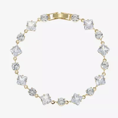 Sparkle Allure Womens Cubic Zirconia 14K Gold Over Brass Round 7.5 Inch Tennis Bracelet