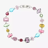 Sparkle Allure Womens Multi Color Cubic Zirconia Pure Silver Over Brass Oval Pear Round 7.5 Inch Tennis Bracelet