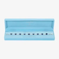 Sparkle Allure Womens Blue Cubic Zirconia Pure Silver Over Brass Oval 7.5 Inch Tennis Bracelet