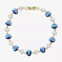 Sparkle Allure Womens Blue Cubic Zirconia 14K Gold Over Brass Oval 7.5 Inch Tennis Bracelet