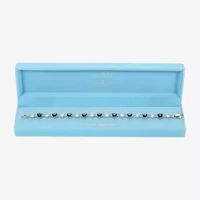 Sparkle Allure Womens Blue Cubic Zirconia 14K Gold Over Brass Oval 7.5 Inch Tennis Bracelet
