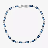 Sparkle Allure Womens Blue Cubic Zirconia Pure Silver Over Brass Round 7.5 Inch Tennis Bracelet