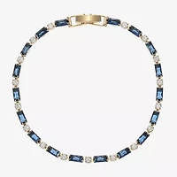 Sparkle Allure Womens Blue Cubic Zirconia 14K Gold Over Brass Round 7.5 Inch Tennis Bracelet